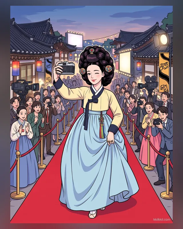 전주 영화의 거리 × 신윤복 — 문화유산 위트 그림